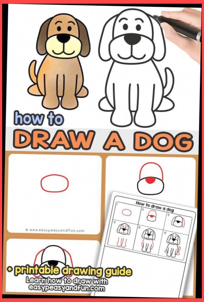 665x983 How To Draw A Dog For Kids