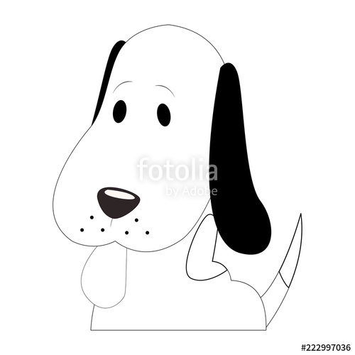 500x500 Dog Head Cartoon In Black And White Stock Image And Royalty Free