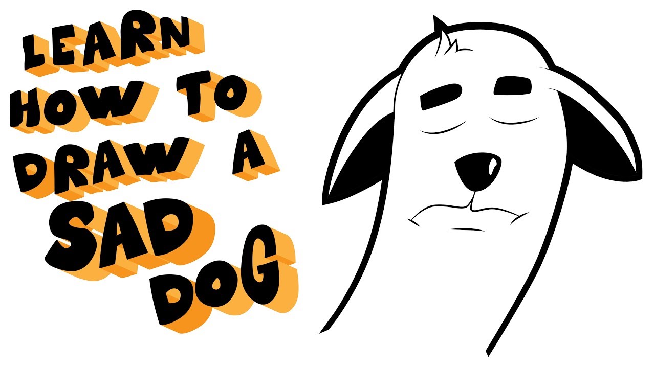 1280x720 How To Draw A Sad Dog Head Dog Emotion Drawing Lesson Step