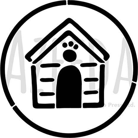 466x466 large 'dog kennel' wall stencil template