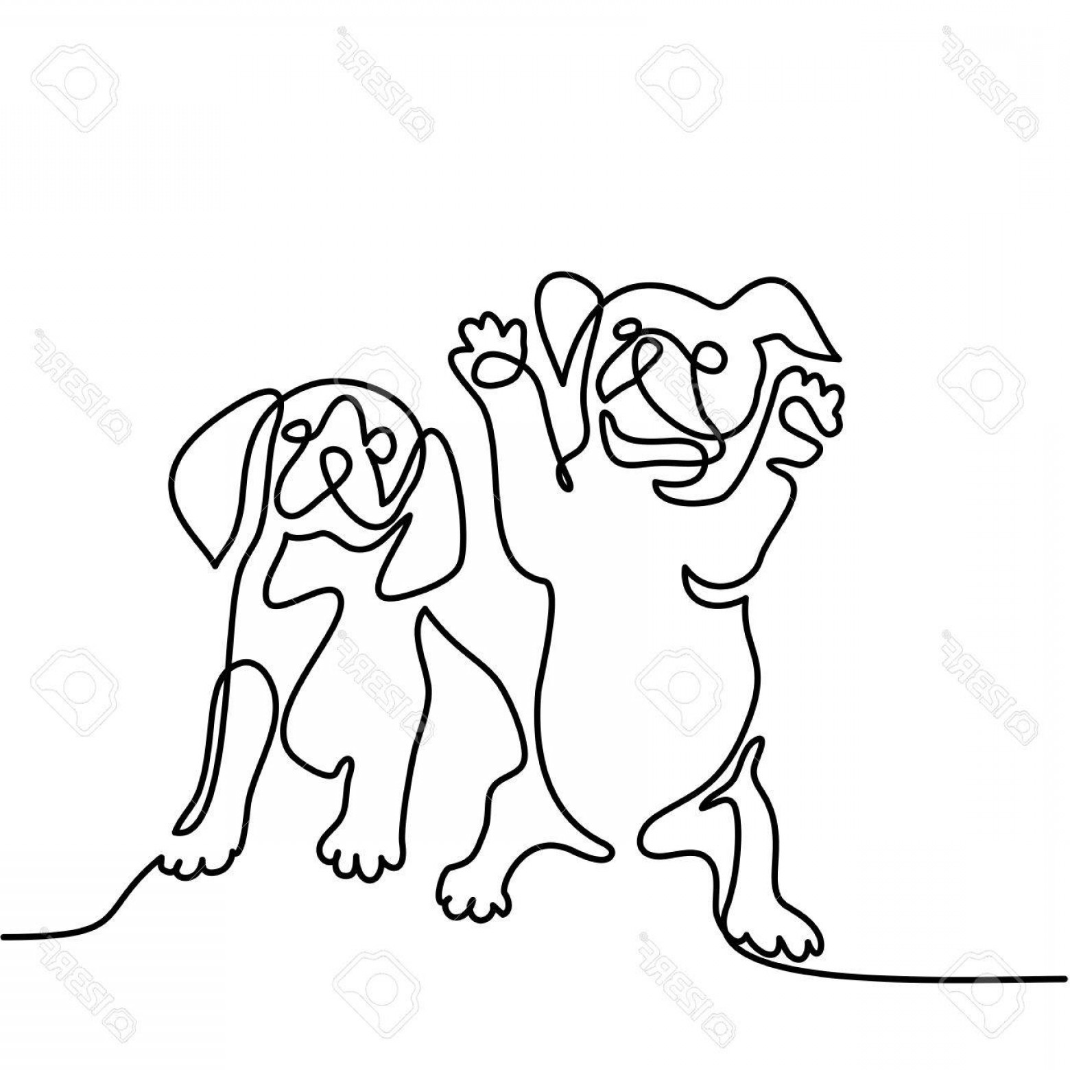 1560x1560 Photostock Vector Continuous Line Drawing Two Puppy Dogs Sitting