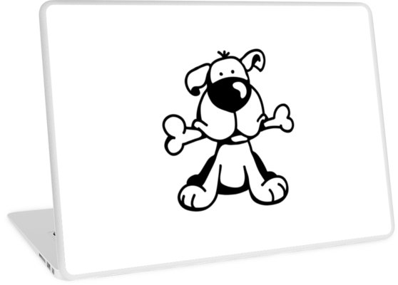 558x400 Cute Dog With A Big Bone In Its Mouth Laptop Skins