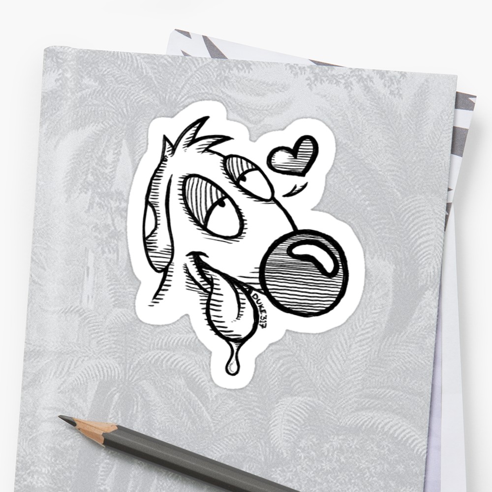 1000x1000 Dog Mouth Watering Cute Catdog Cat Cartoon Sticker