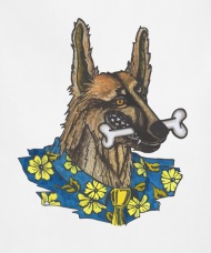 190x228 Dog With Hawaiian Shirt And Bones In His Mouth Apron Spreadshirt
