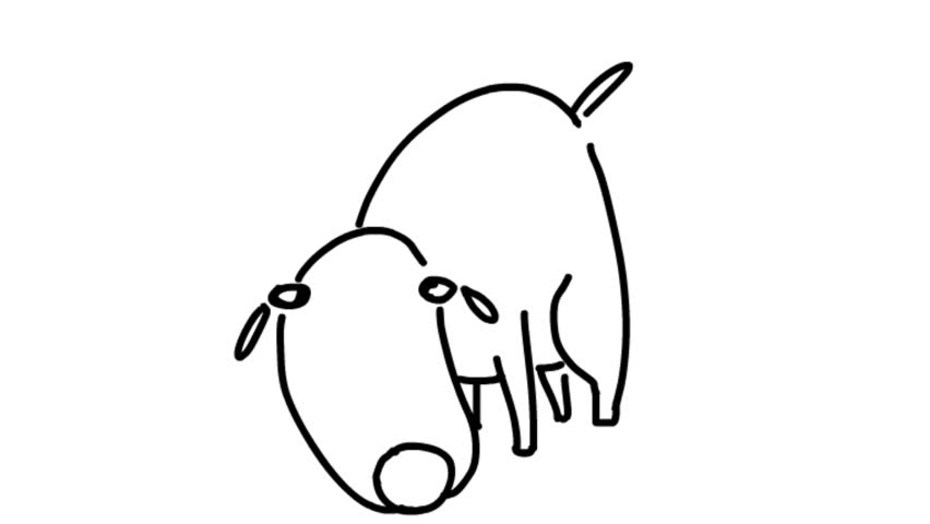 852x480 cartoon dog sniffing and peeing stock footage video