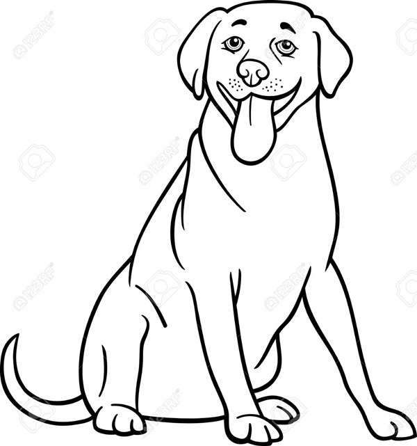 600x641 Dog Sitting Down Drawing At Getdrawings Com
