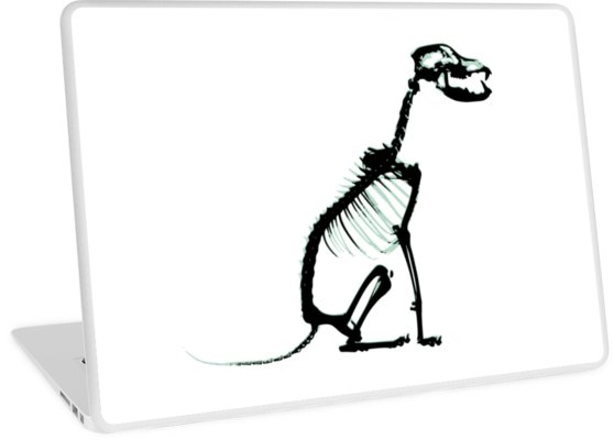 558x400 Black Blue Sitting Dog Skeleton Laptop Skins