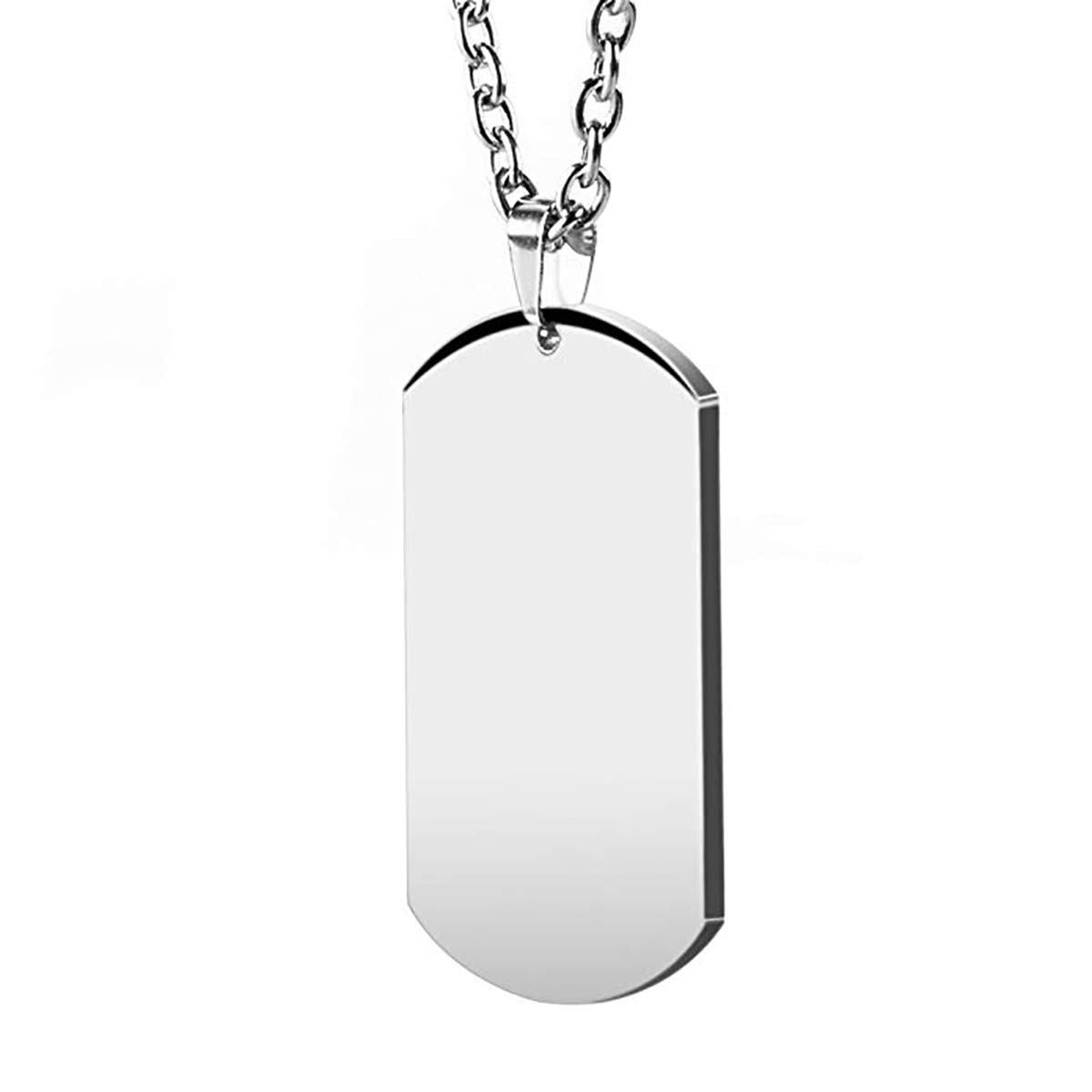 1200x1200 Hzman Men's High Polished Stainless Steel Silver Dog Tag Pendant