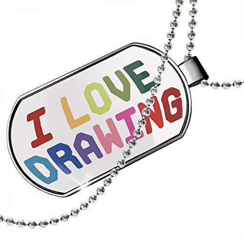 500x500 Neonblond Dogtag I Love Drawing, Colorful Dog Tags Necklace