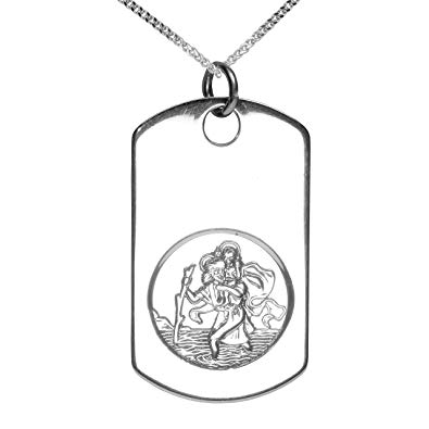 395x395 Solid Sterling Silver St Saint Christopher Dog Tag Medallion