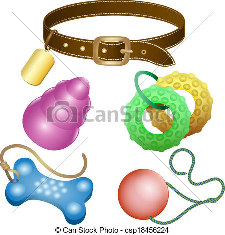 450x470 Dog Toys Set Illustration With Dog Leash And Toys Set Drawn