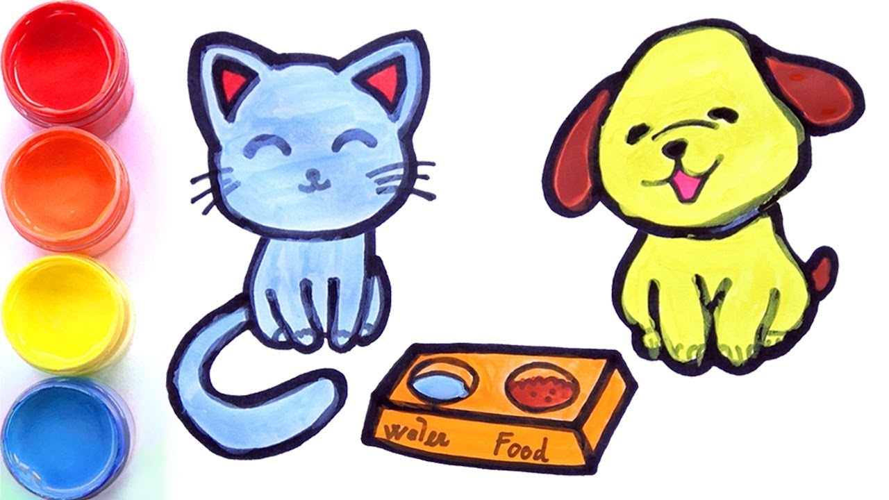 1280x720 Cat And Dog Drawing And Coloring