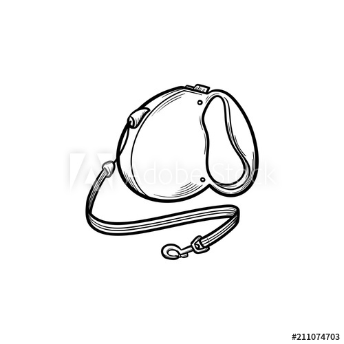 500x500 Automatic Leash Hand Drawn Outline Doodle Icon Linear For Dogs As