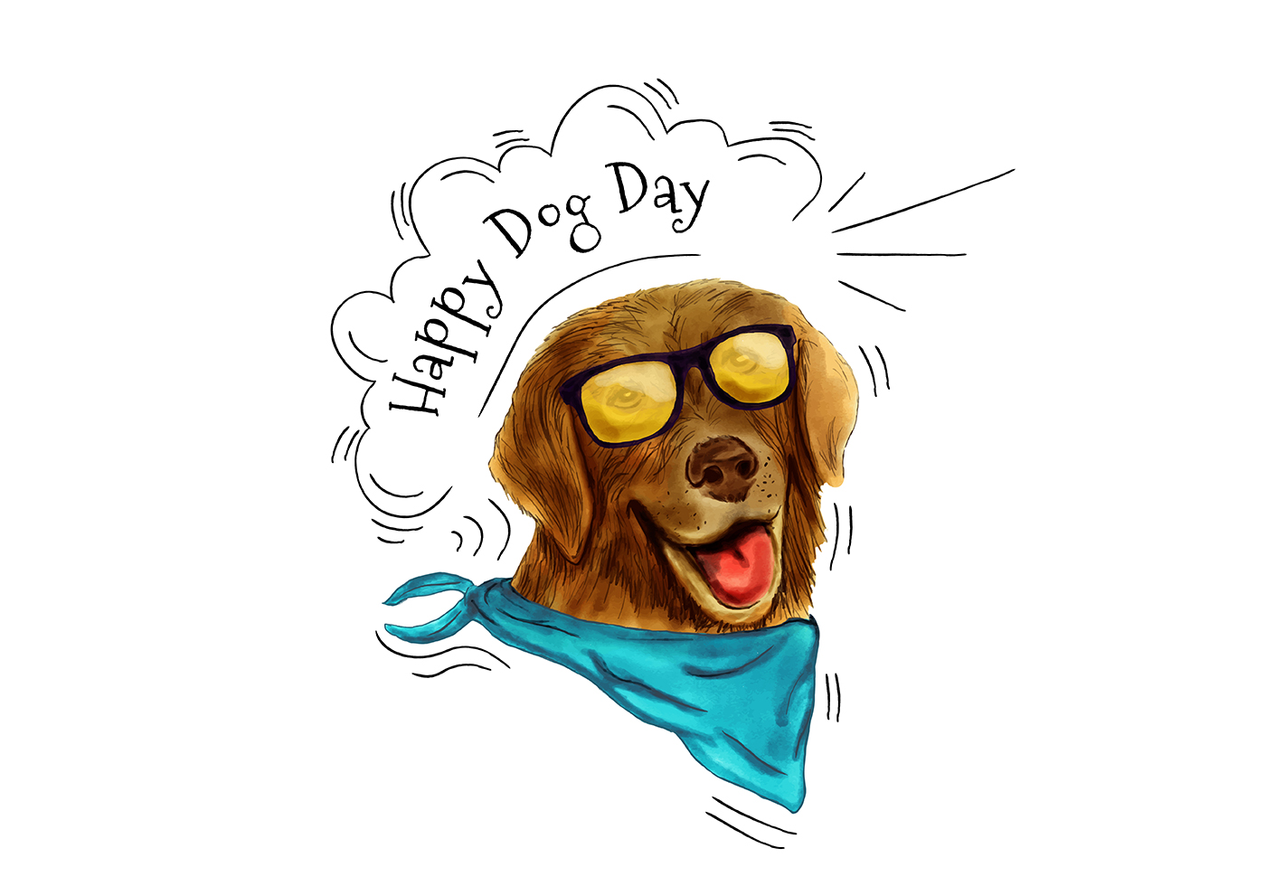 1400x980 Funny Dog Wearing Sunglasses And Scarf Smiling To Dog Day