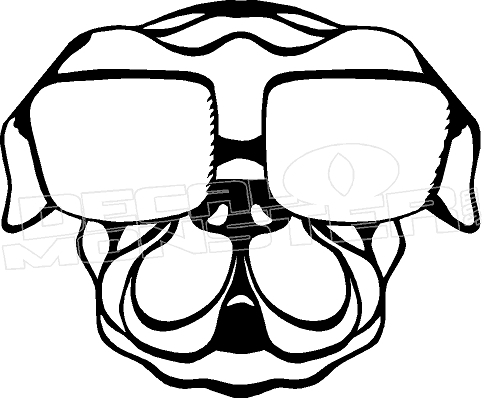 484x400 Pug Dog Sunglasses Silhouette Decal Sticker