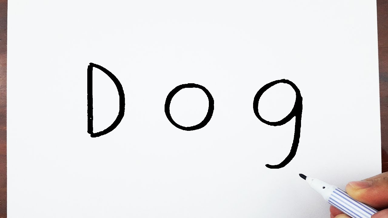 1280x720 Updated! How To Draw A Cute Dog Using The Word Dog Very Easy