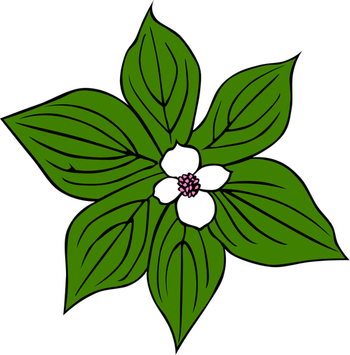 493x500 Flower With Green Leaves Vector Art