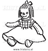 164x175 Doll Clipart Line Drawing
