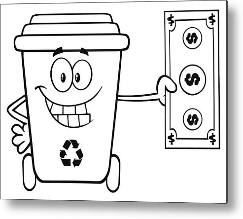 493x444 Black And White Smiling Recycle Bin Cartoon Character Holding