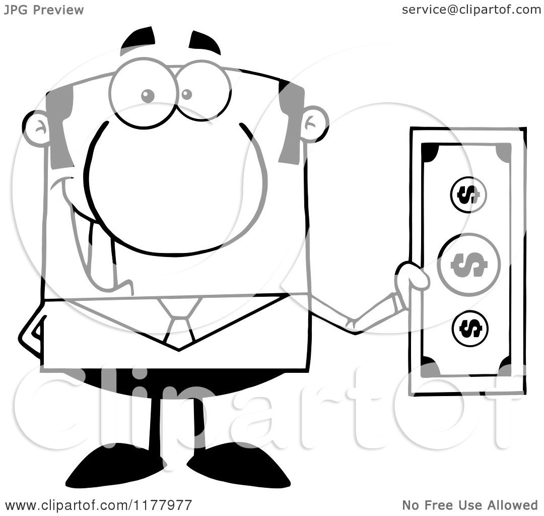 1080x1024 Cartoon Of A Black And White Businessman Holding A Dollar Bill