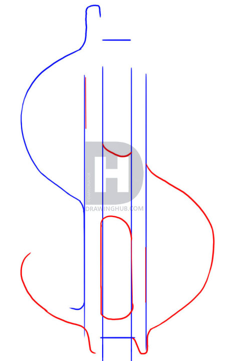 463x720 How To Draw A Dollar Bill Sign, Step