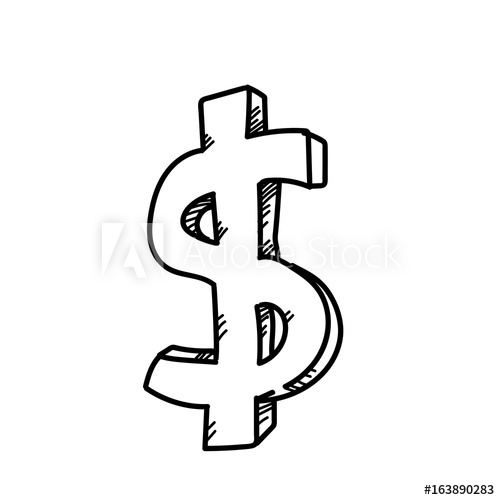 500x500 Dollar Currency For Exchanging Freehand Drawing Illustration