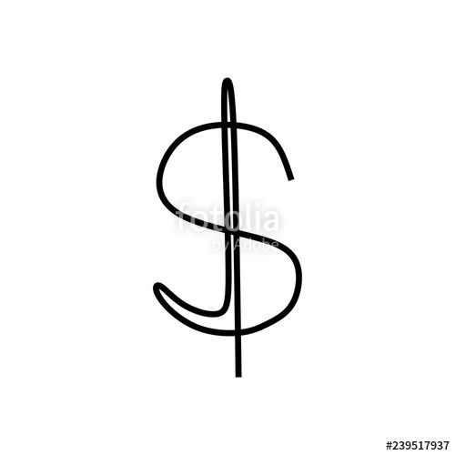 500x500 Dollar Single One Line Art Drawing Vector Illustration Stock