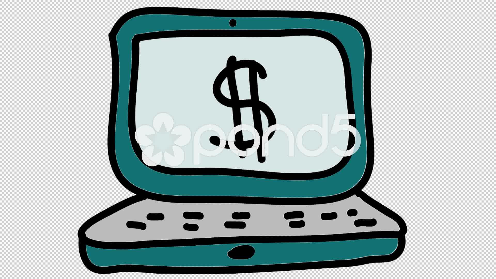 1920x1080 Laptop Dollar Line Drawing Animation Transparent Background
