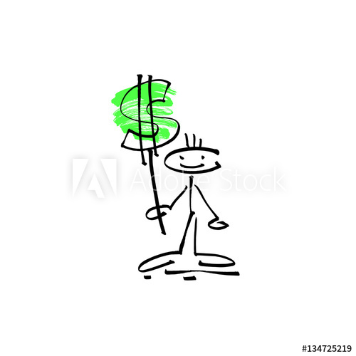 500x500 Hand Drawing Sketch Human Smile Stick Figure With Dollar Sign