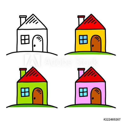 500x500 House Drawing On White Background