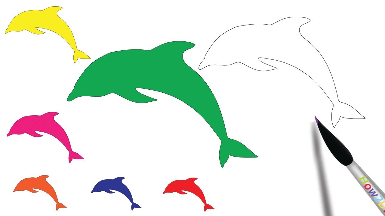 1280x720 Learn Colors With Dolphin Drawing Easy For Kids Learning Colours