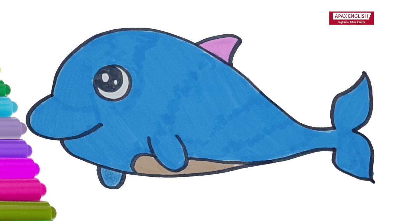 1280x720 How To Draw A Dolphin Learn Color And Draw Dolphin Easy