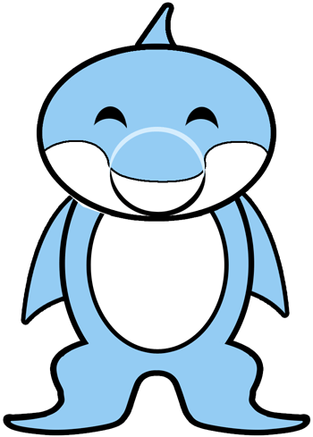 350x489 How To Draw Cartoon Dolphins With Easy Step