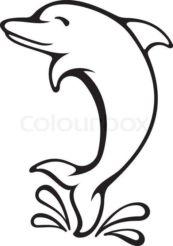 564x800 Simple Black And White Dolphin Cartoon Icon Jumping Out Of Water