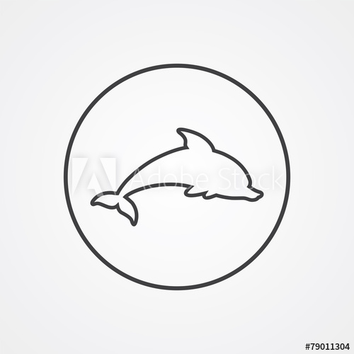 500x500 Dolphin Outline Symbol, Dark On White Background, Logo Template