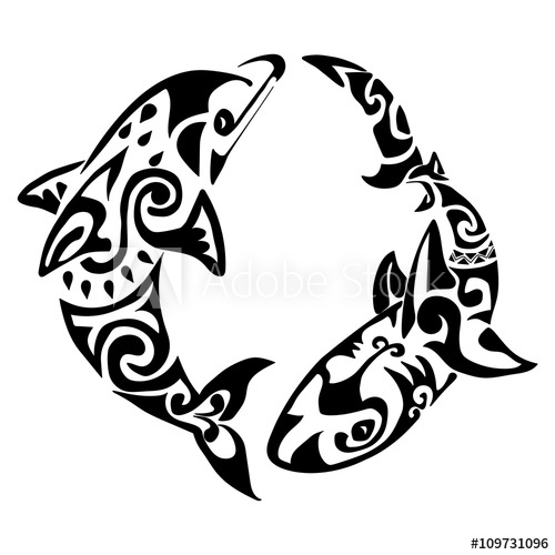 500x500 Dolphin Tattoo Polynesia Maori Vector