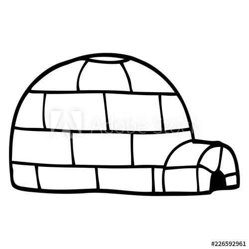 500x500 Line Drawing Cartoon Ice Igloo