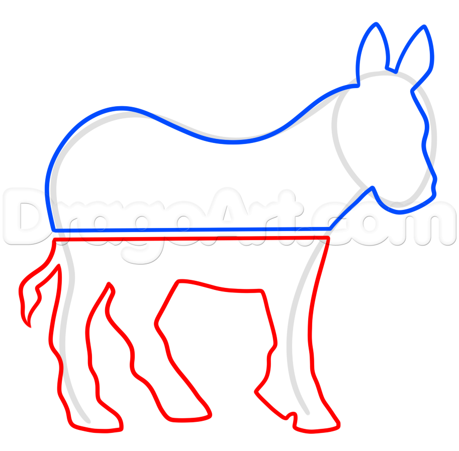 913x896 How To Draw The Democrat Logo, Step