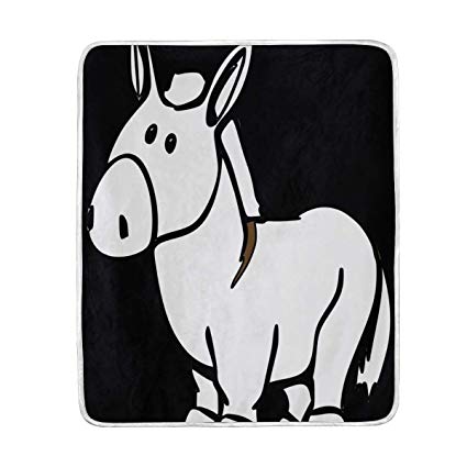 425x425 donkey drawing luxury fleece woolen blanket, plush