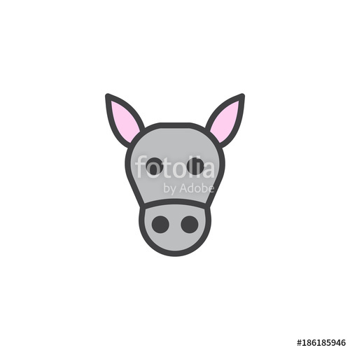 500x500 Donkey Head Filled Outline Icon, Line Vector Sign, Linear Colorful