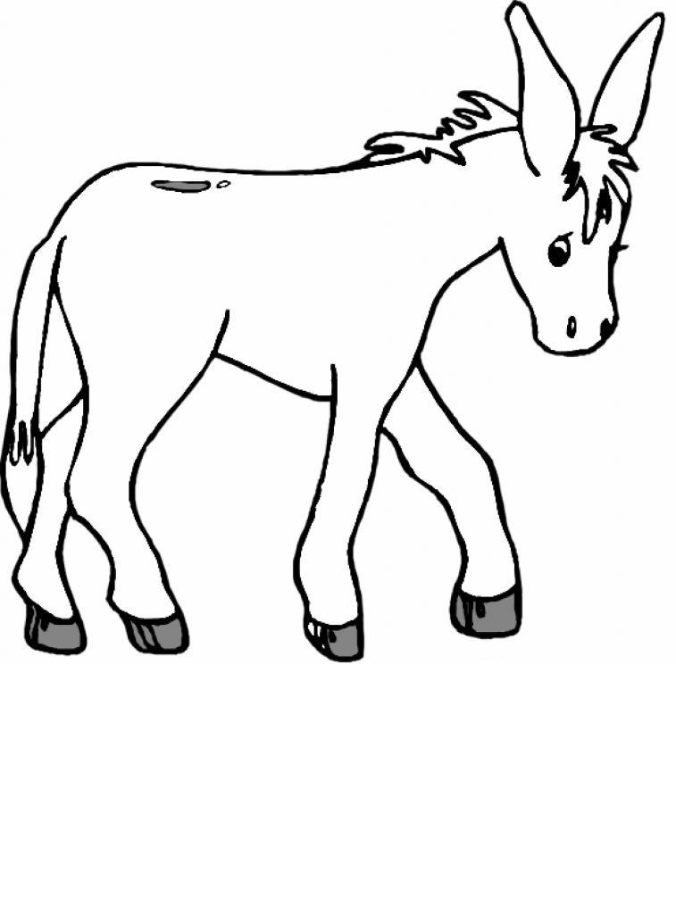 757x1024 Cartoon Donkey Coloring Pages Beautiful Donkey Outline Stock S
