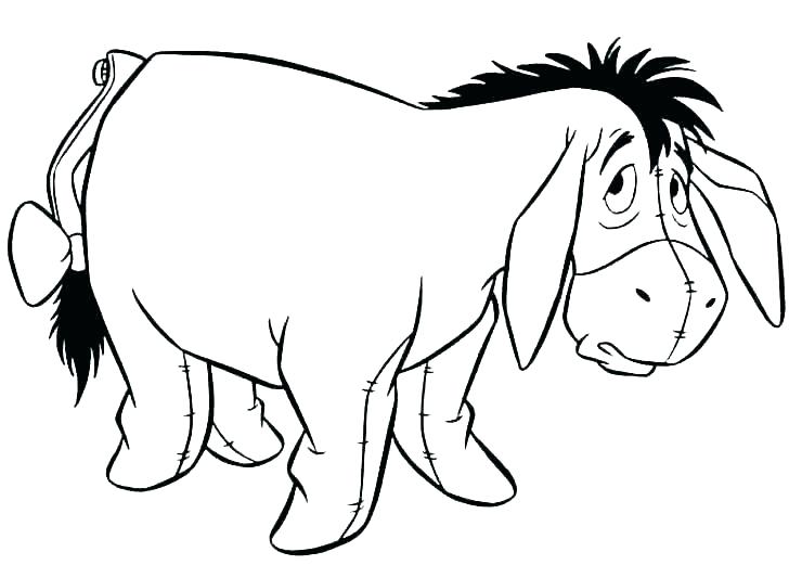 728x521 Coloring Pages Donkey And Crafts Tags To Print Line Drawing