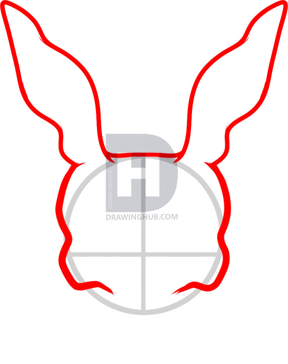 570x720 how to draw frank the rabbit, donnie darko, step