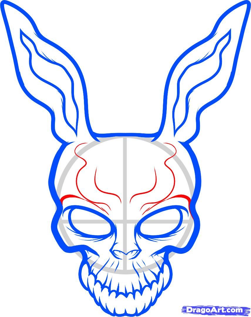 855x1079 how to draw frank the rabbit, donnie darko step poster