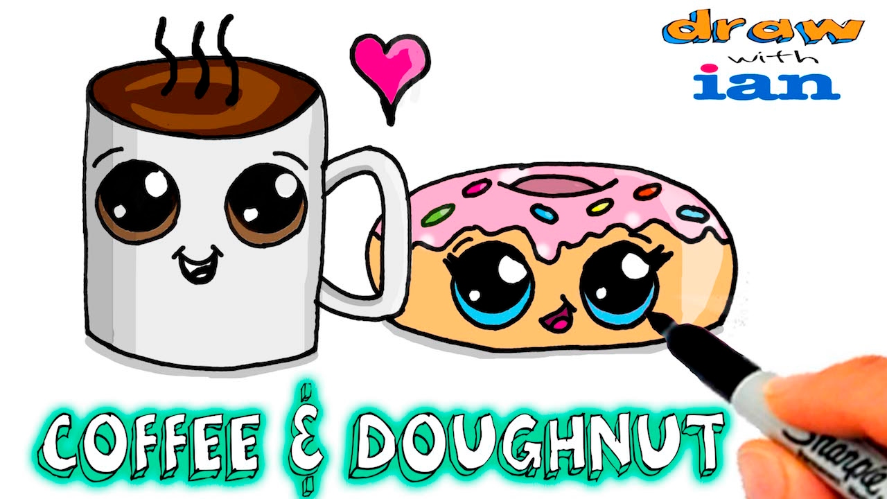 1280x720 How To Draw Cute Coffee And Doughnut