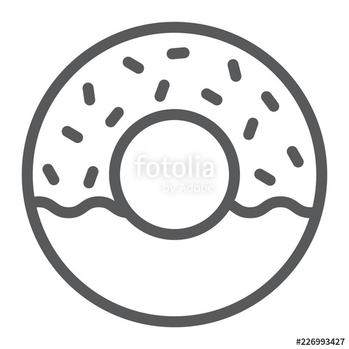 500x500 Donut Line Icon, Food And Sweet, Cake Sign, Vector Graphics