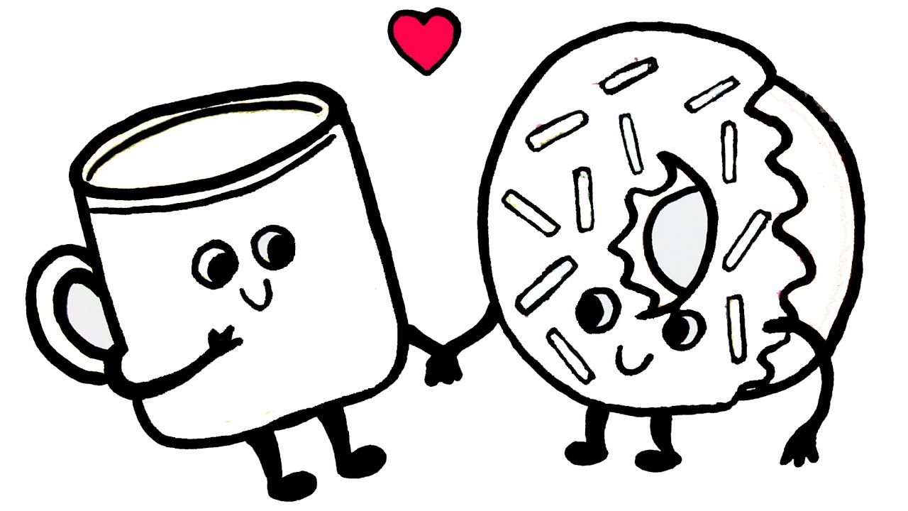 1280x720 How To Draw Cute Cup And Donut Coloring Book Drawing For Kids