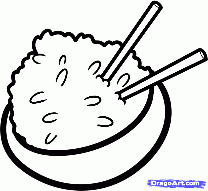827x763 how to draw rice, rice bowl, step