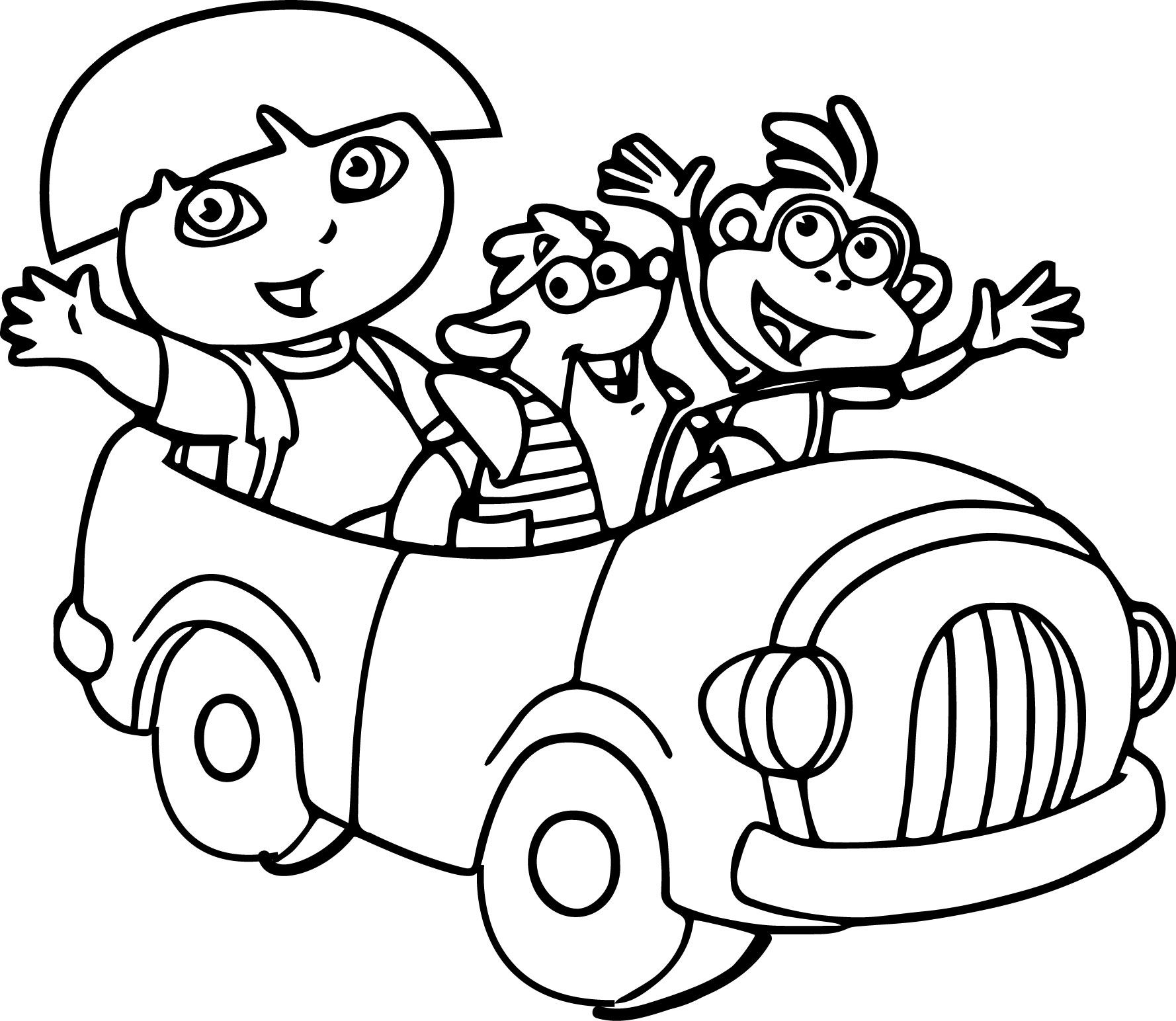 1778x1544 Dora And Friends In The Car Coloring