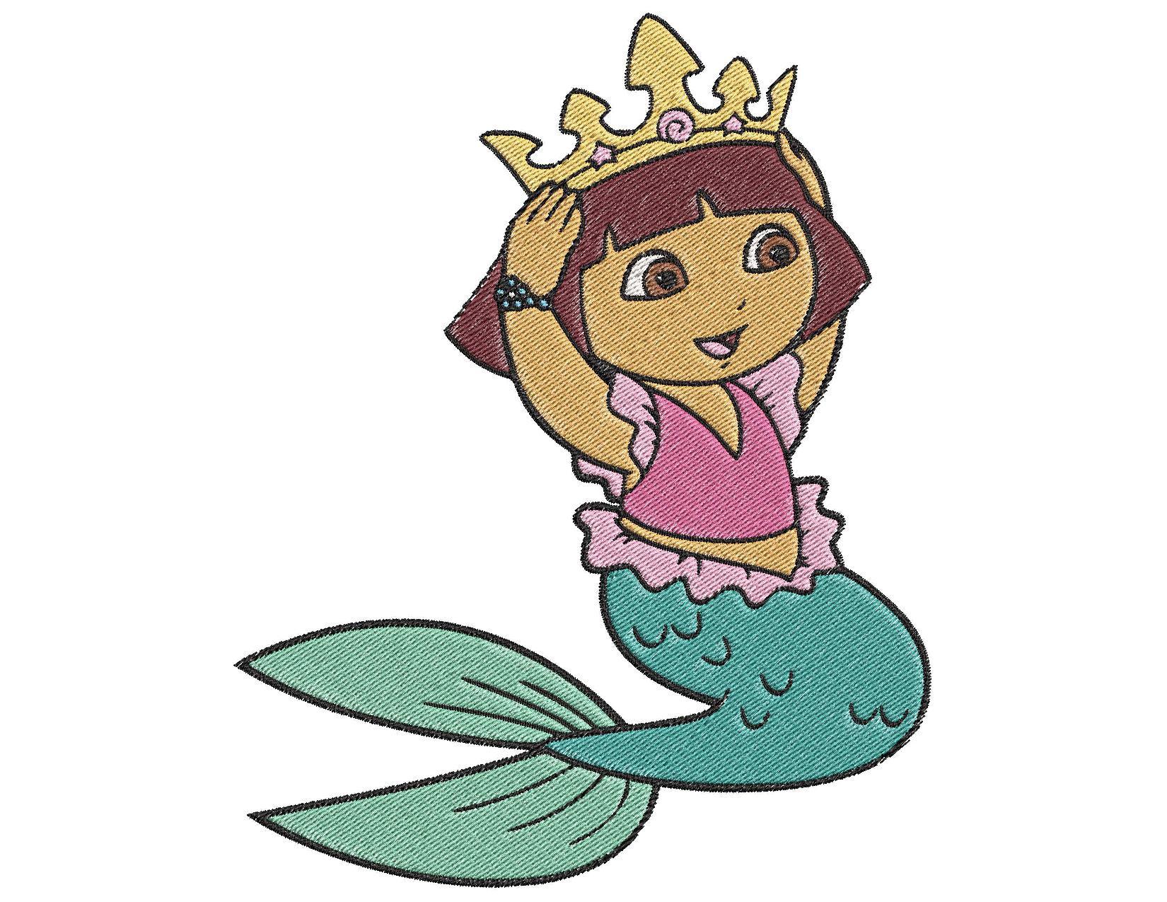 1650x1275 dora and friends dora mermaid embroidery design